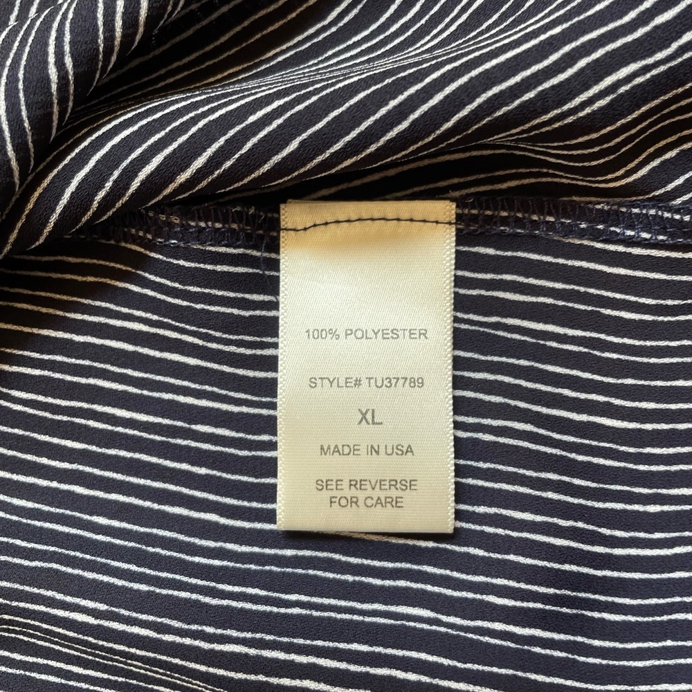 West Kei Carey tie front blouse sleeveless blue white stripes XL - Picture 8 of 9